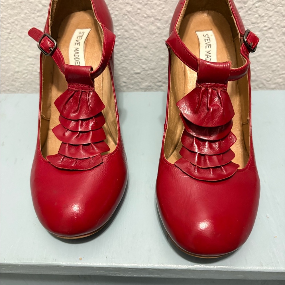 Steve Madden Red T-Strap Heels